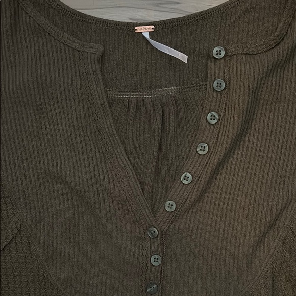 Free People Leo Henley- Olive Green - Picture 2 of 4